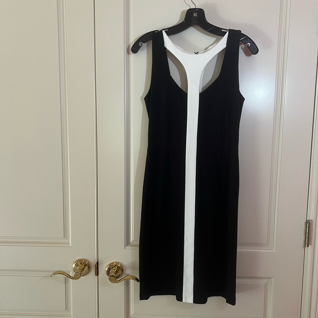 Bcbgmaxazria Nwt Black And White Midi Dress